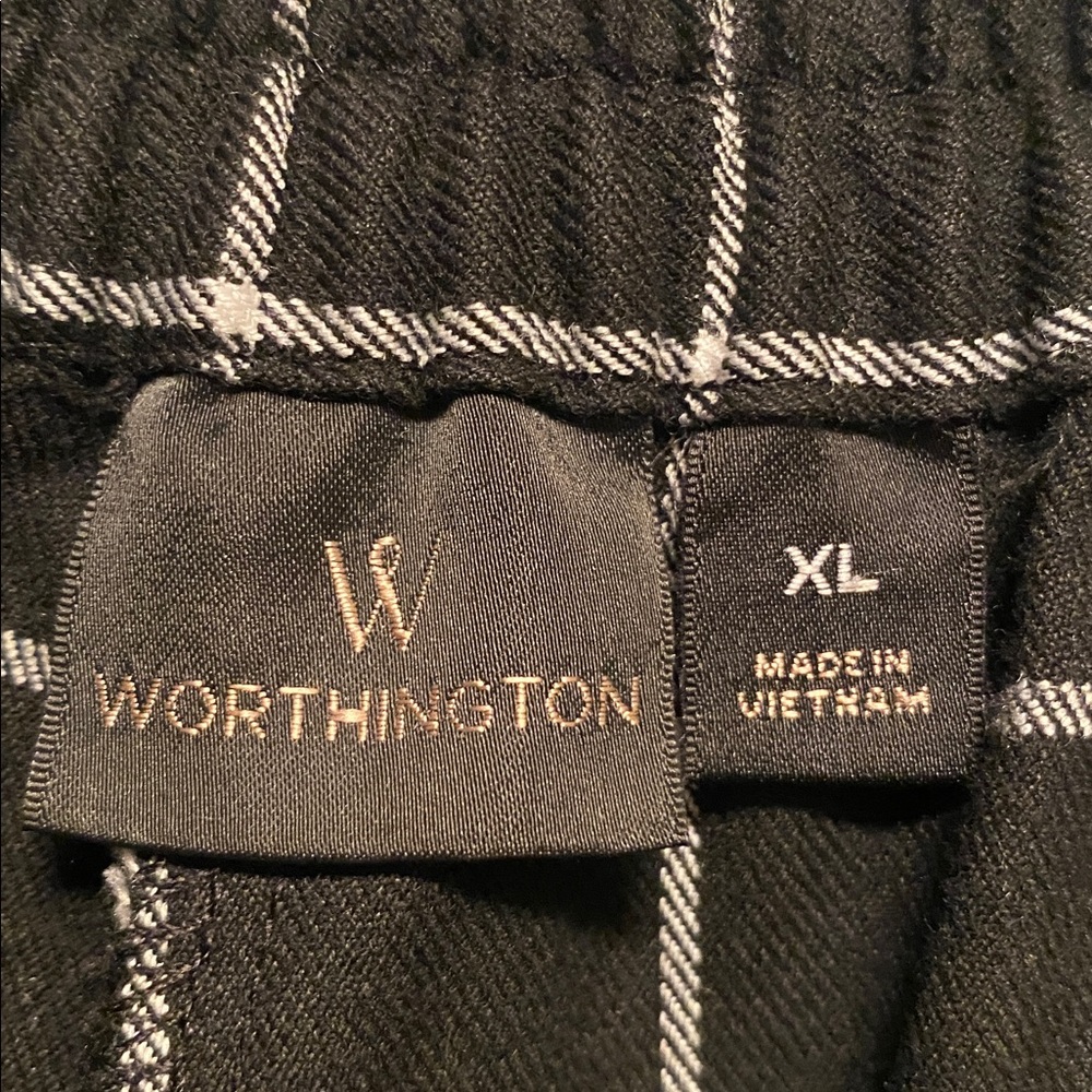 Worthington Black and White Plaid Wide Leg Pants…size XL - Picture 4 of 5